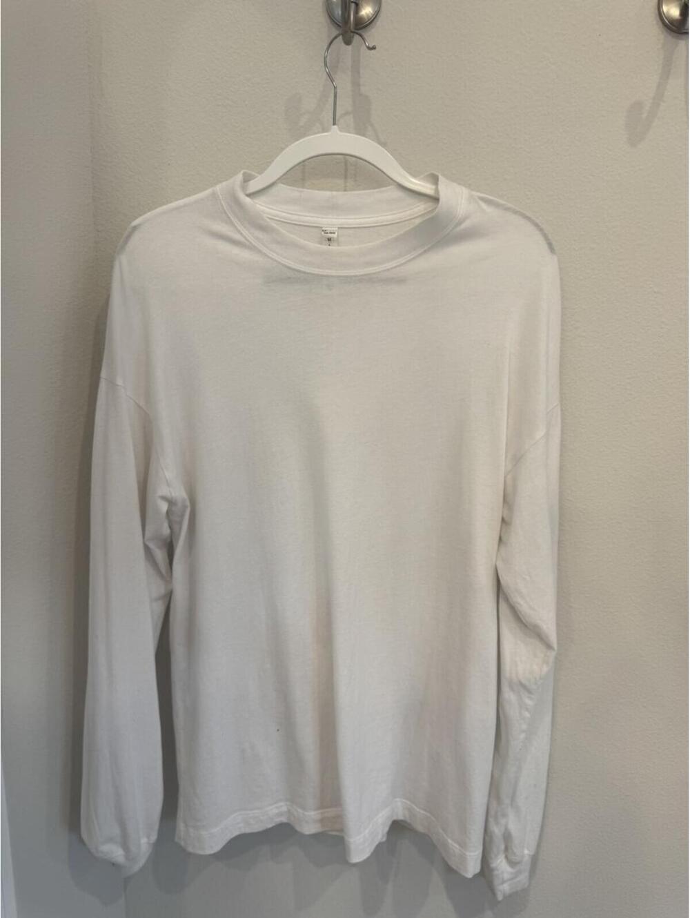 Alo Yoga White Long Sleeve Cotton Shirt Medium